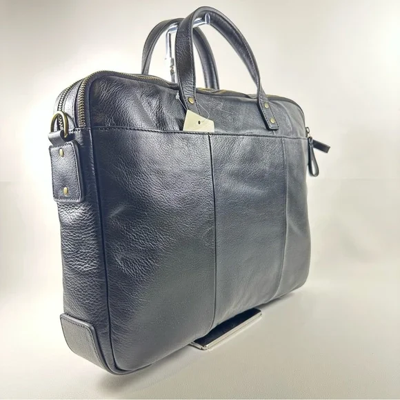 NEW Men’s Fossill HaskellBlack Leather Men's Briefcase/Laptop Bag - Picture 5 of 16